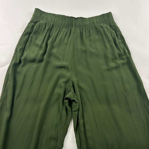 H&M Dark Green Lightweight Challis Wide Leg Pant M - Picture 2 of 7